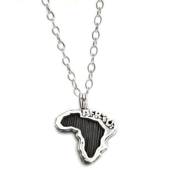 collar eslabones mapa Africa pelo bufalo con plata