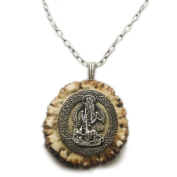 collar medallon santuario virgen de la cabeza roseta ciervo en plata