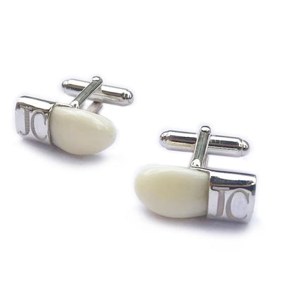 gemelos perla venado modelo liso personalizado con plata