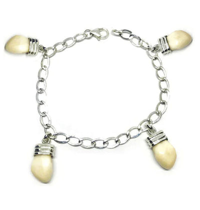 pulsera eslabones con perla venado colgantes en plata