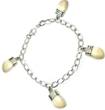 pulsera eslabones con perla venado colgantes en plata 2