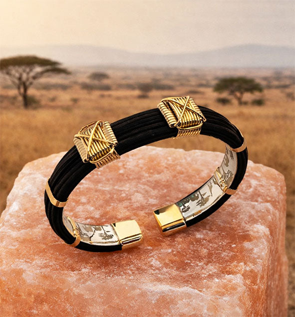 pulseras de pelo bufalo en oro 18 kilates de joyas de caza