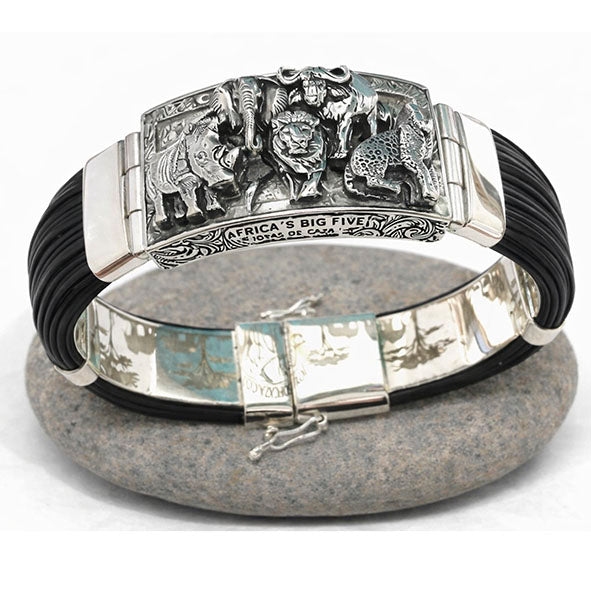 pulseras de pelo bufalo en plata de joyas de caza