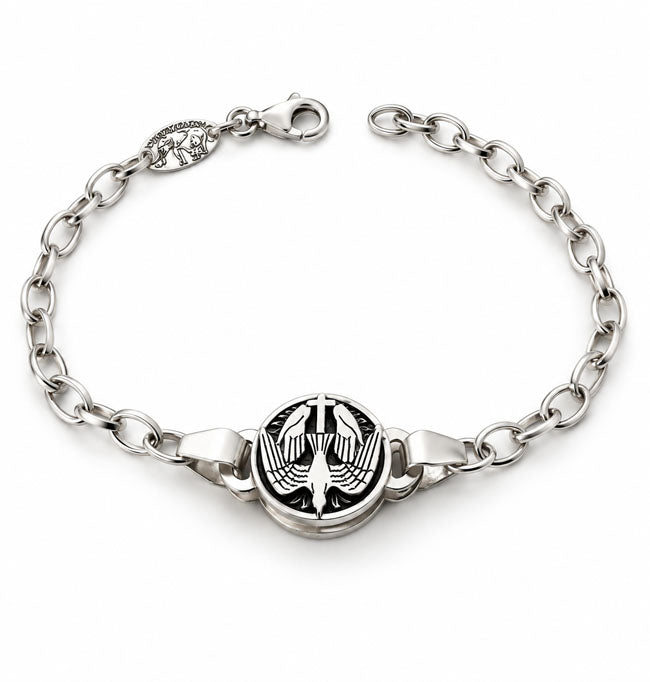 Pulsera de eslabones con medalla del Espíritu Santo en plata de ley