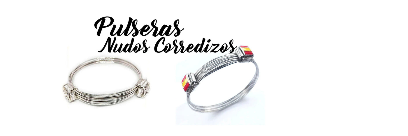 pulsera hilos de plata con dos nudos corredizos africanos