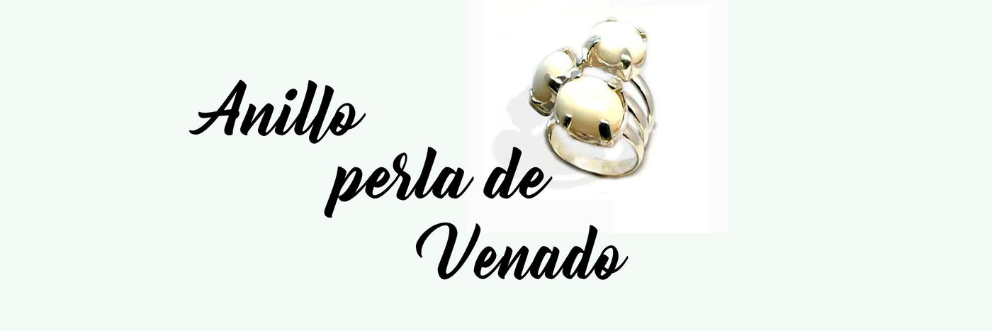 sortija perla venado con plata