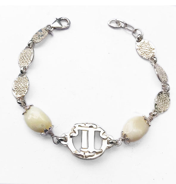 pulsera 2 perlas de venado personalizado con plata 16