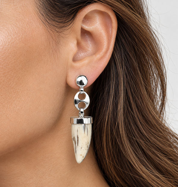 Pendientes Largos Colmillo Facochero calabrote y plata