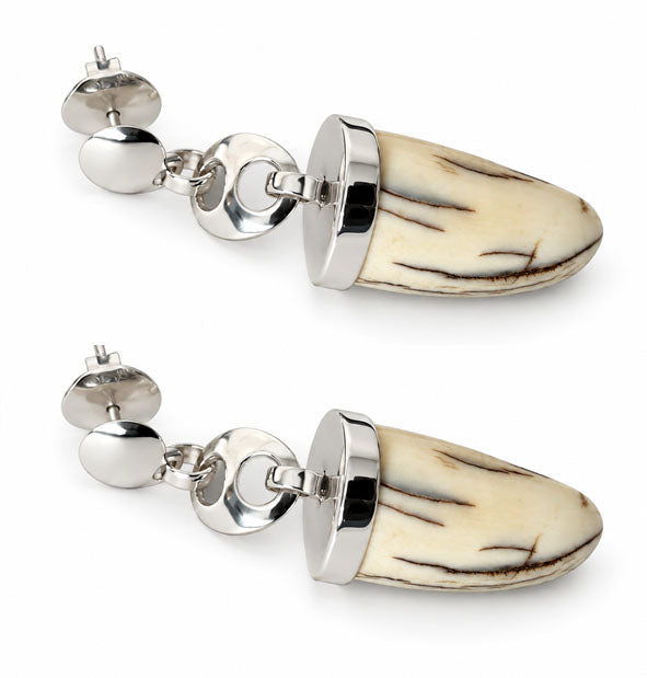 Pendientes Largos Colmillo Facochero calabrote y plata detalle tumbados