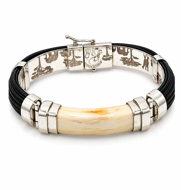 Silver Buffalo Hair and Warthog Tusk Bracelet | 12 mm