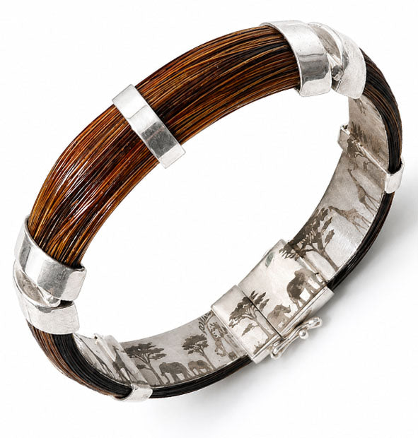 Pulsera Pelo Facochero Media Caña 14 mm | Bisagras Plata 925 vista lateral