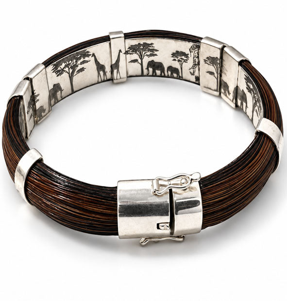 Pulsera Pelo Facochero Media Caña 14 mm | Bisagras Plata 925 vista del cierre