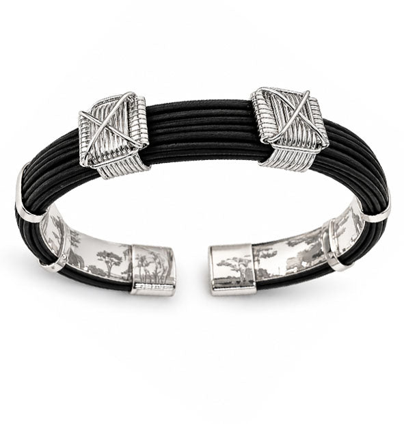 Pulsera Plana Pelo de Búfalo con Nudos Africanos en Plata 925 | 10 mm | Joyas de Caza