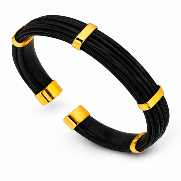 Pulsera exclusiva de pelo de búfalo africano, oro amarillo 18 kilates y plata de ley, acabado artesanal | Joyas de Caza