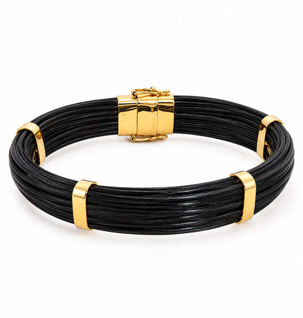 Pulsera de Pelo de Bufalo Forma Almendrada 10mm con Cierre en Oro 18 Kilates