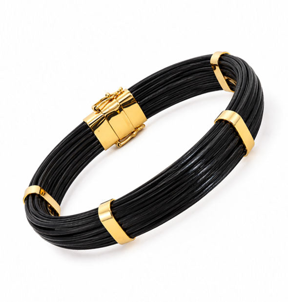 Pulsera de Pelo de Bufalo Forma Almendrada 10mm con Cierre en Oro 18 Kilates