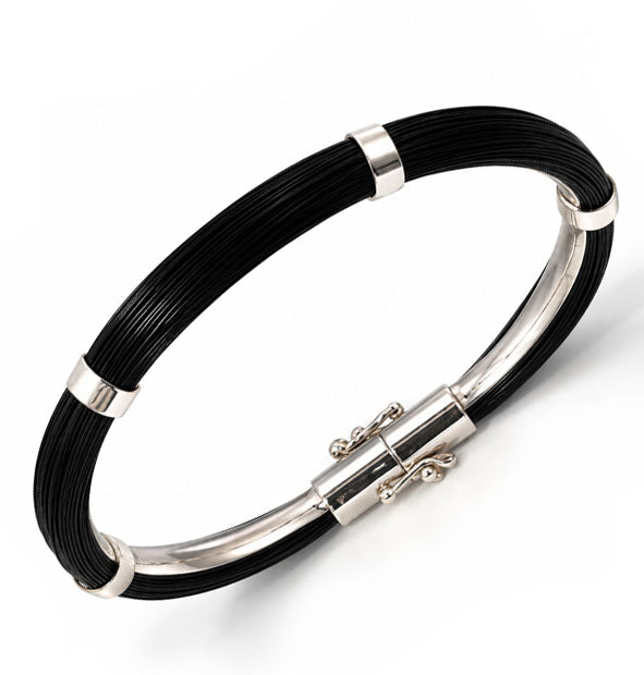 Pulsera Pelo Jirafa Tubo Redondo 7 mm Plata 925  vista lateral