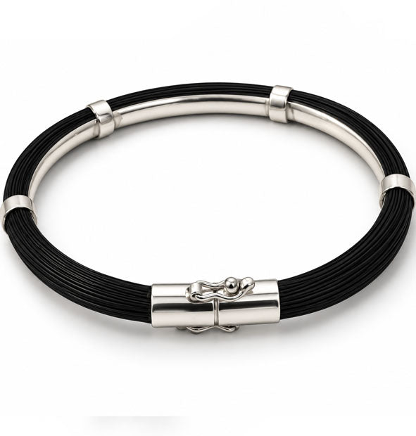 Pulsera Pelo Jirafa Tubo Redondo 7 mm Plata 925 vsita del cierre