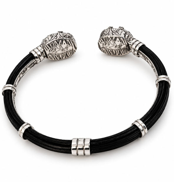 Pulsera Enfrentadas de Perla de Venado con Plata de Ley y Pelo de Búfalo vista interior