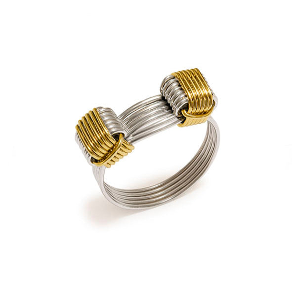 Anillo nudo africano artesanal en oro amarillo 18k y plata de ley 925, 6 hilos entrelazados 7 mm – Joyas de Caza