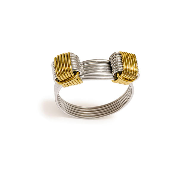 Anillo nudo africano bicolor oro 18k y plata 925 en estuche Joyas de Caza – regalo exclusivo caza