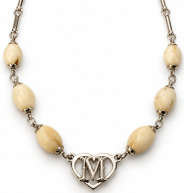 Collar de 6 perlas de venado con corazón personalizado en plata 925  Joyas de Caza