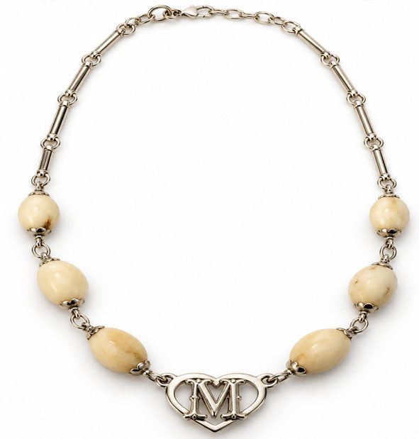 Collar de 6 perlas de venado con corazón personalizado en plata 925  Joyas de Caza detalle del collar completo
