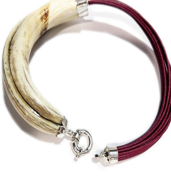 Collar colmillo de facochero con cuero y plata 925, presentación en estuche Joyas de Caza
