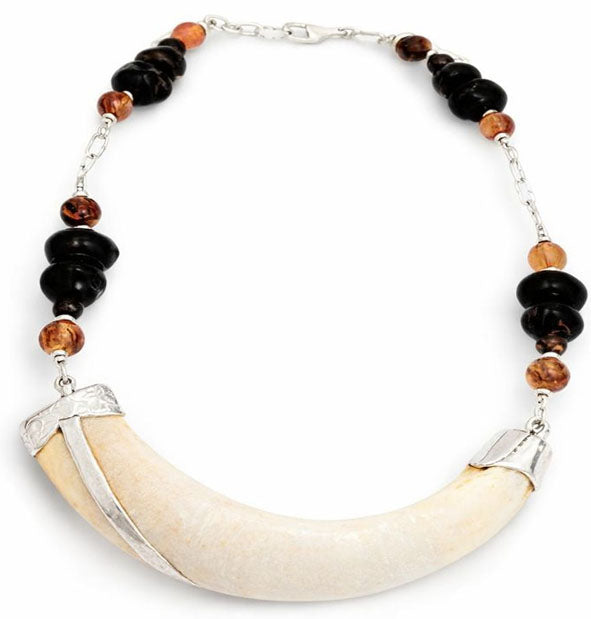 Collar colmillo de jabalí con piedras naturales y plata 925 | Joyas de Caza