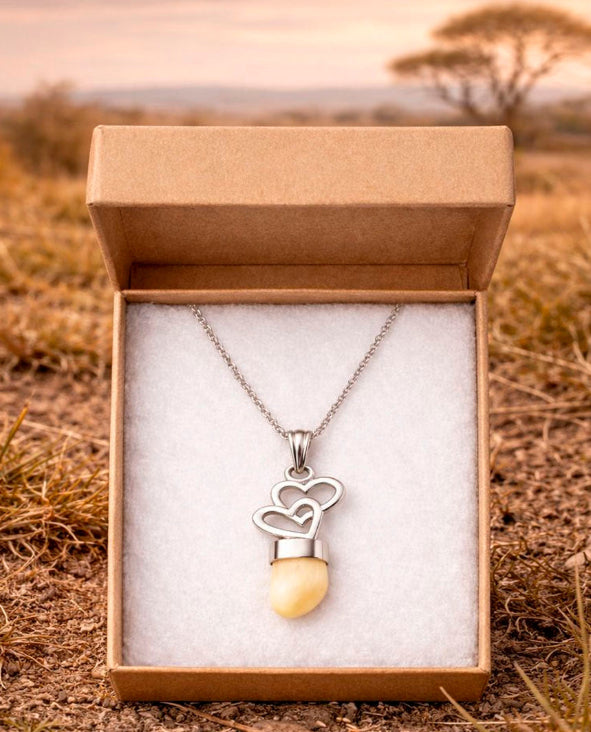 Collar corazón perla de venado en plata 925 presentado en estuche Joyas de Caza