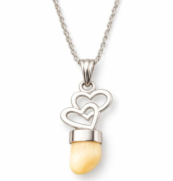 Collar corazón con perla de venado natural y plata 925, vista frontal | Joyas de Caza