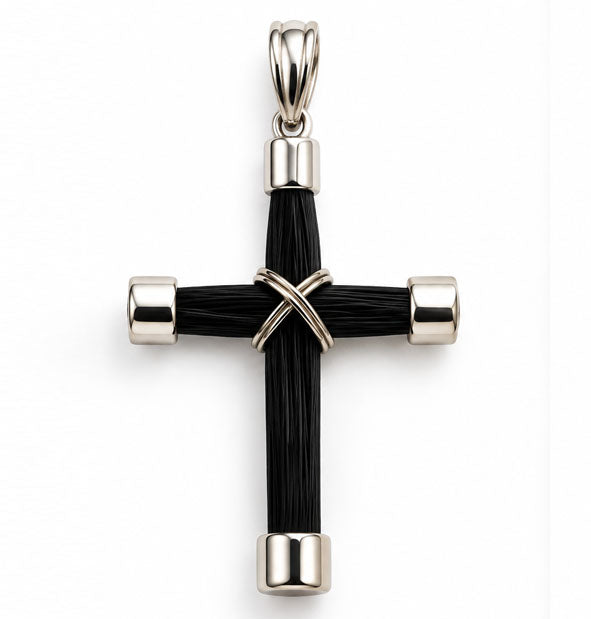 Collar Cruz de Pelo de Jirafa en Plata de Ley 925 | Joyas de Caza