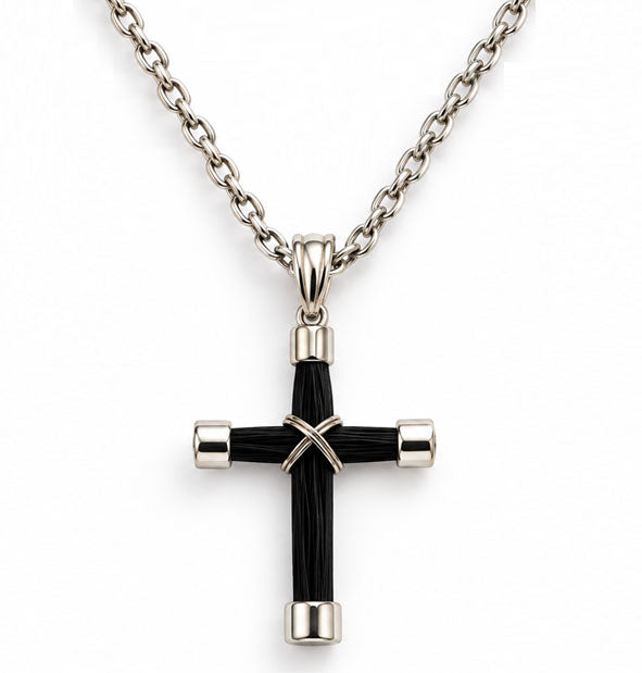 Collar Cruz de Pelo de Jirafa en Plata de Ley 925  Joyas de Caza