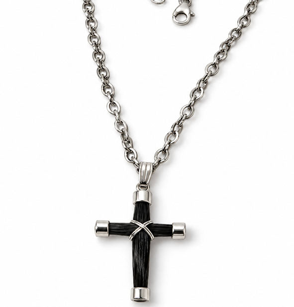 Collar Cruz de Pelo de Jirafa en Plata de Ley 925 detlle de la cadena