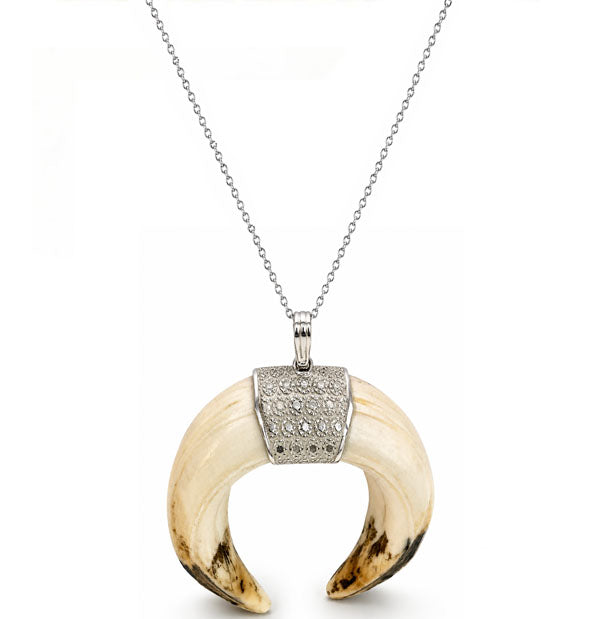 Collar Doble Amoladera de Jabalí con Centro Grabado y Piedras en Plata 925 | Joyas de Caza