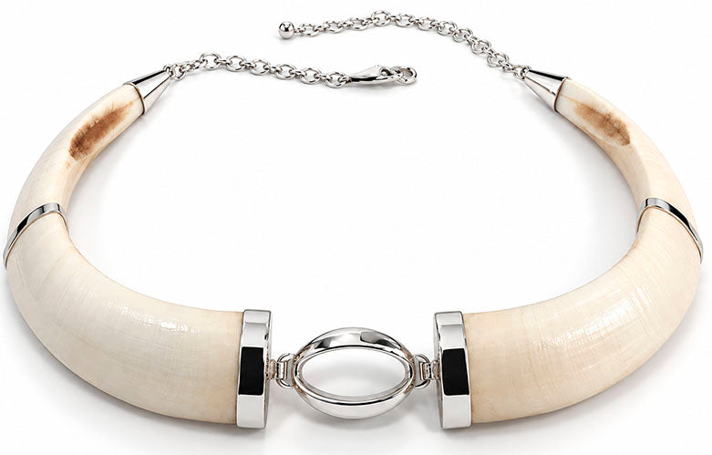 Oval Boar Center Necklace with 925 Sterling Silver