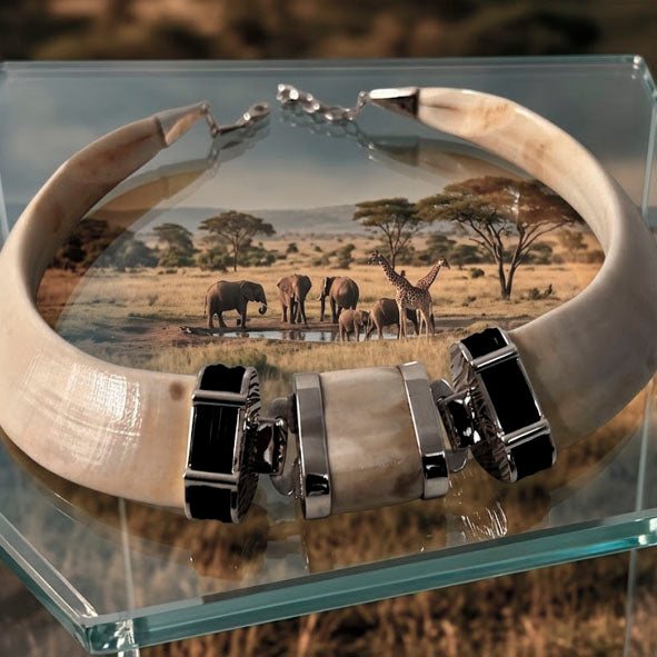 Collar Jabalí con Pelo de Búfalo y Facochero en Plata de Ley 925 | Joyas de Caza