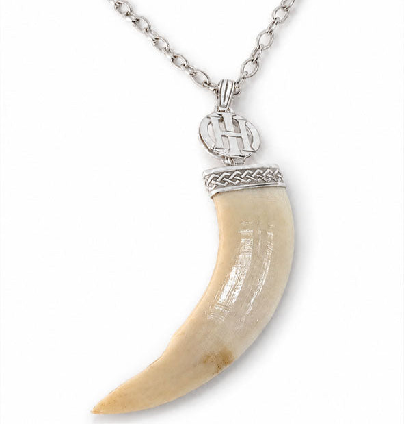 Collier long maillons défense de sanglier personnalisé en argent