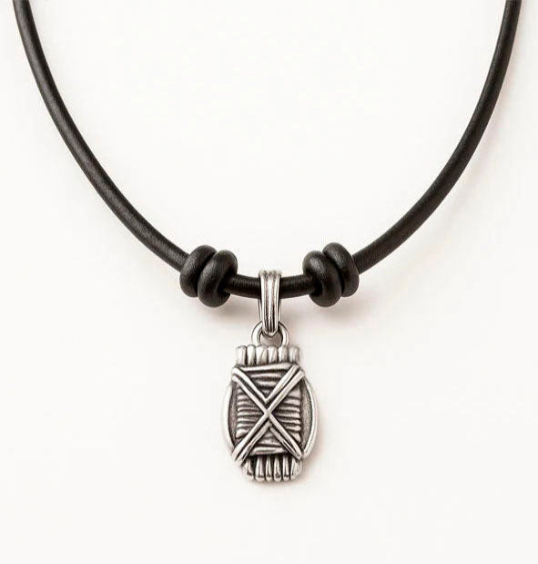 Collar nudo africano en plata de ley 925 con cuerda de cuero negro 45 cm – Joyas de Caza