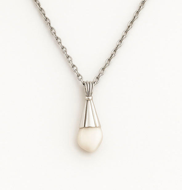 Collar perla de venado natural forma lágrima 20 mm en plata de ley 925 – Joyas de Caza