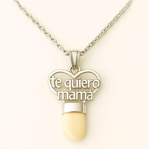 Collar Te Quiero Mamá con Perla de Venado y Plata de Ley 925 | Joyas de Caza