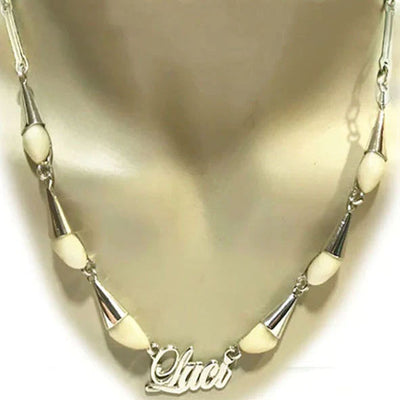 collar 6 perla venado personalizado con plata