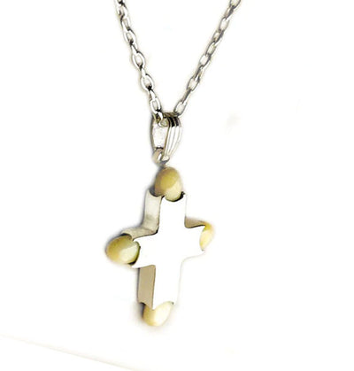 collar cruz lisa perla venado en plata