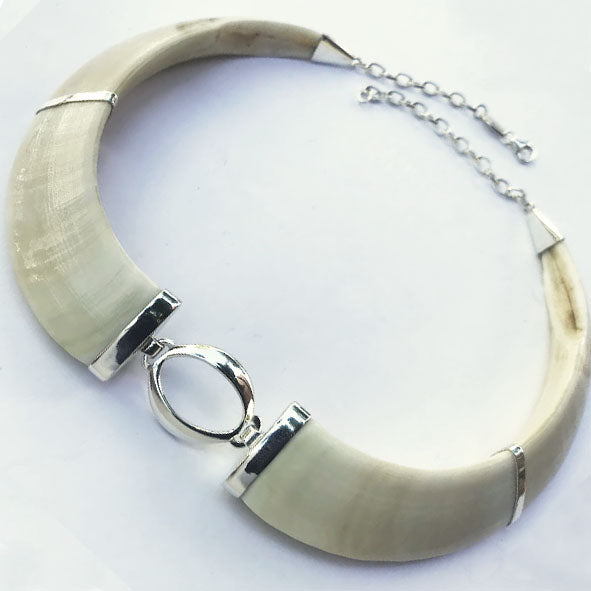 collar jabalí centro oval con plata 8