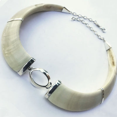 collar jabalí centro oval con plata 8