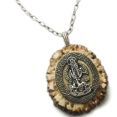 collar medallon santuario virgen de la cabeza roseta ciervo en plata