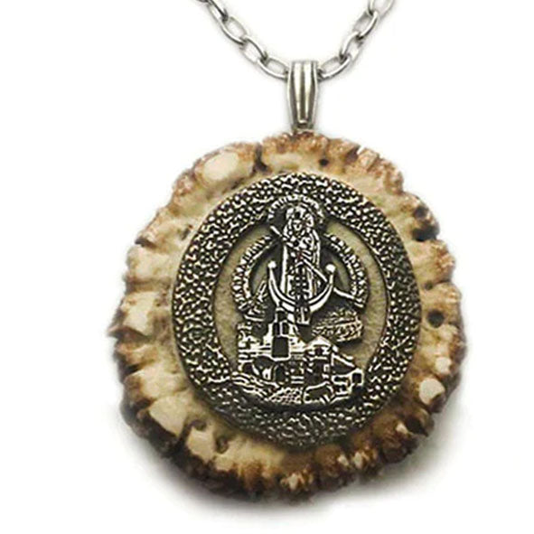 collar medallon santuario virgen de la cabeza roseta ciervo en plata 2