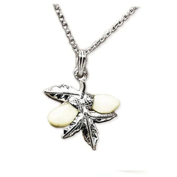 collar perla venado con hojas de bellota y plata