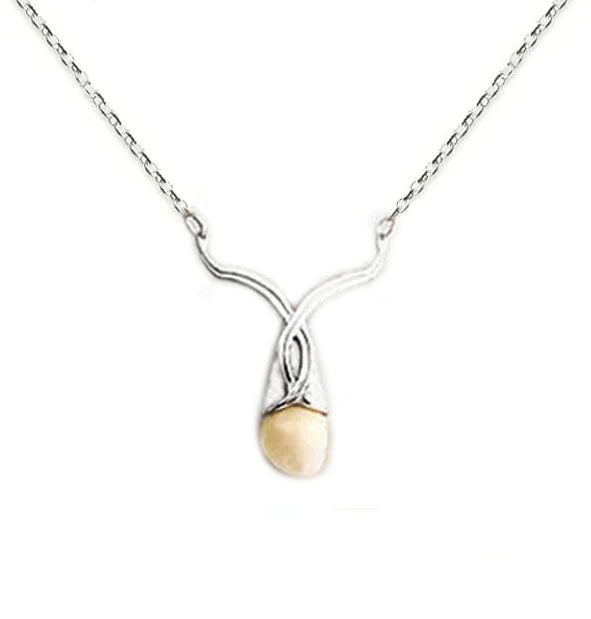 collar perla venado diseño lagrima con plata