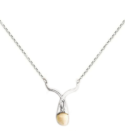 collar perla venado diseño lagrima con plata 1